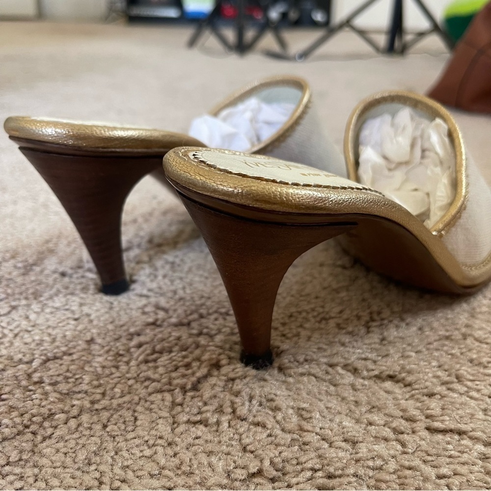 Yves Saint Laurent Gold Logo Mules size 37 Made in Italy - Picture 7 of 10